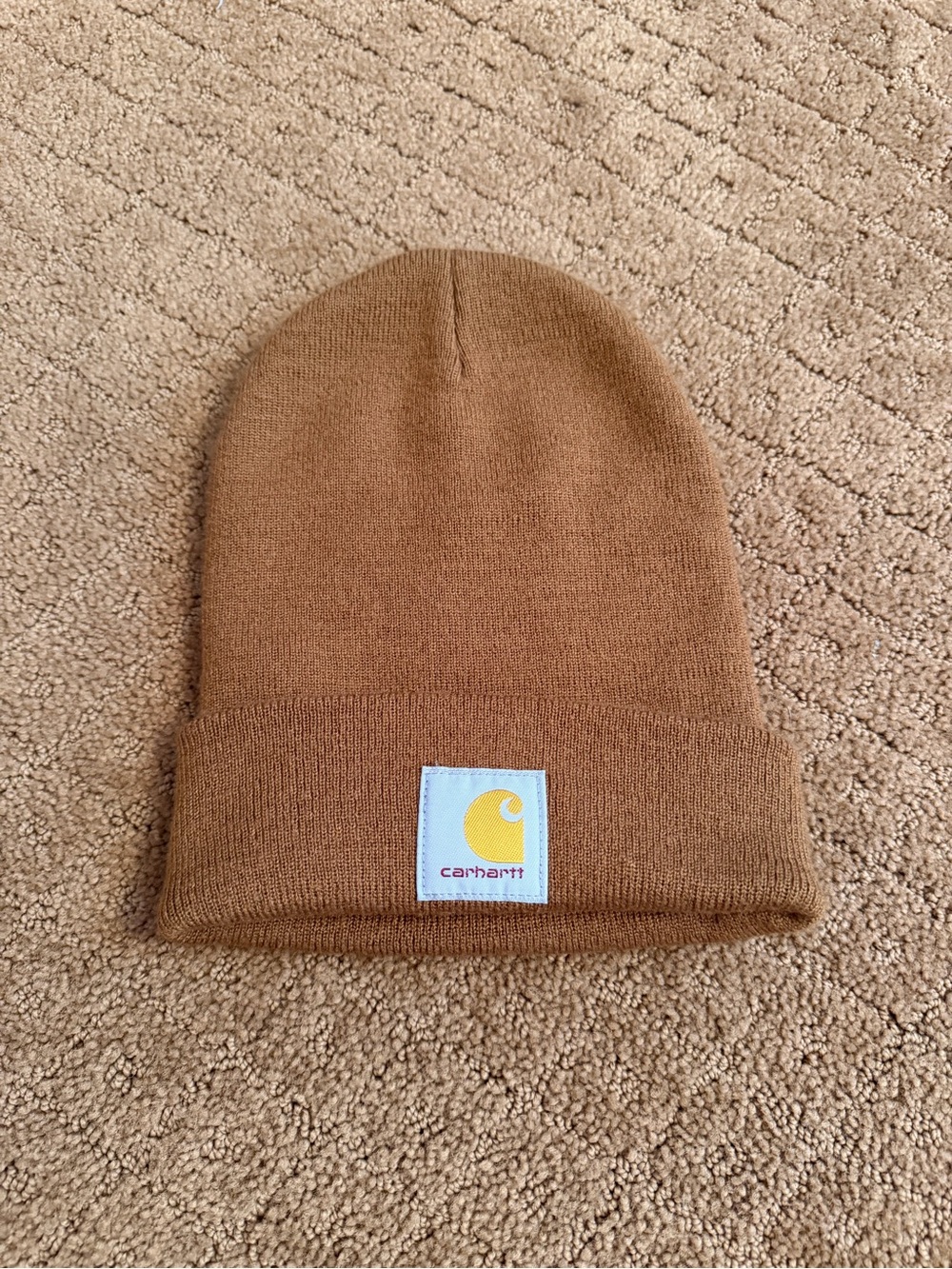 Carhartt Unisex Fold-Over Beanie Hat Brown Tan Winter Fall
